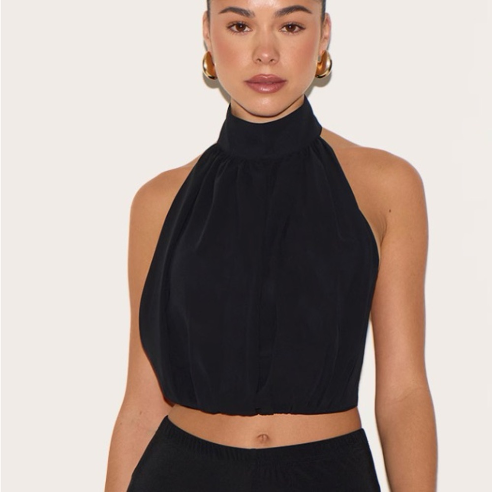 Pretty Little Thing Black Bubble Hem Chiffon Top